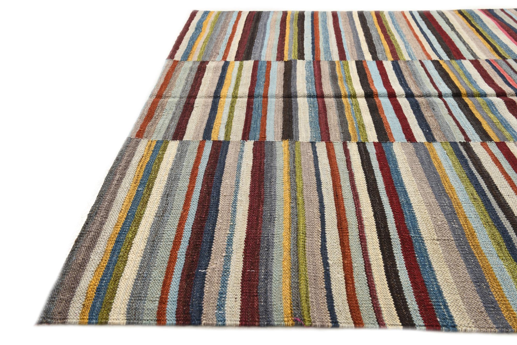 4' 7 x 6' 4 Hand Woven Kilim Modern Wool Rug
