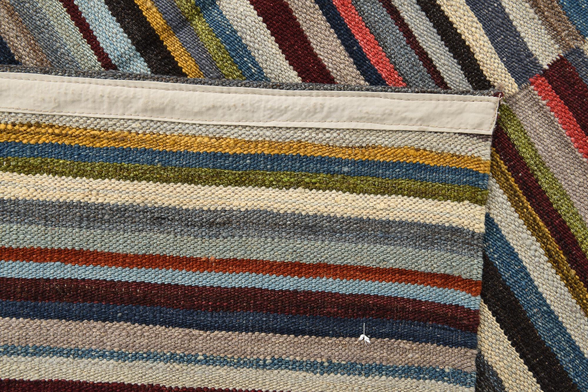 4' 7 x 6' 4 Hand Woven Kilim Modern Wool Rug