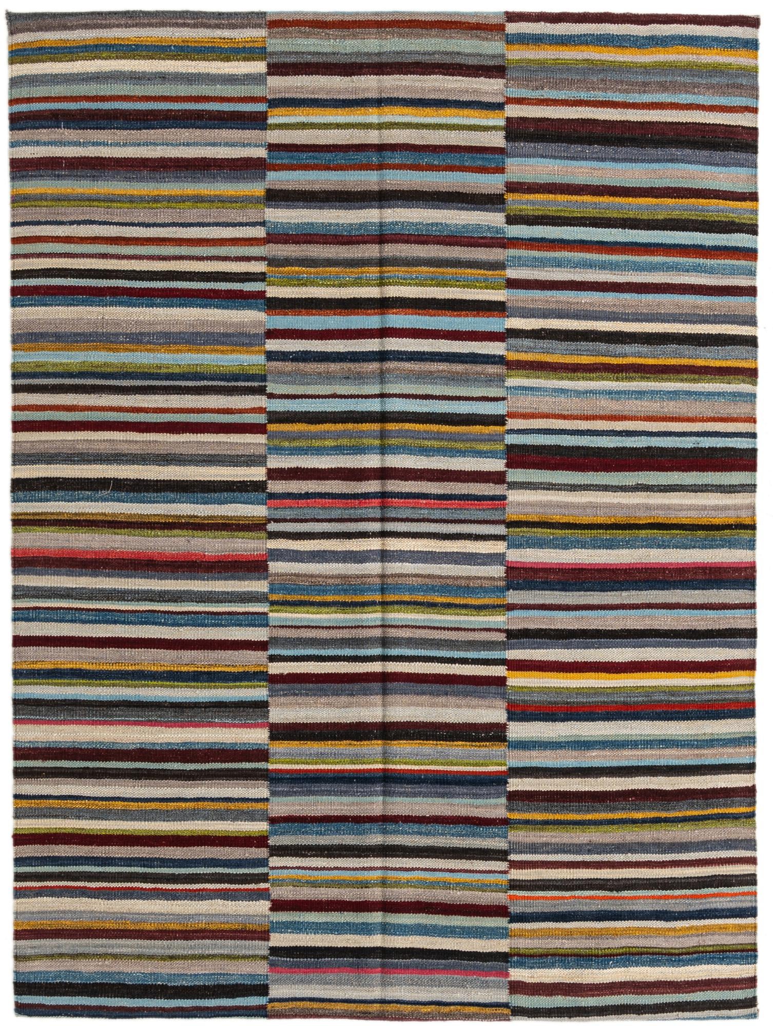 4' 7 x 6' 4 Hand Woven Kilim Modern Wool Rug