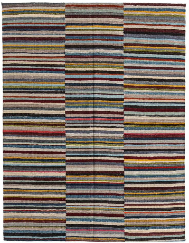 Detail image of 4' 7 x 6' 4 Hand Woven Kilim Modern Wool Rug