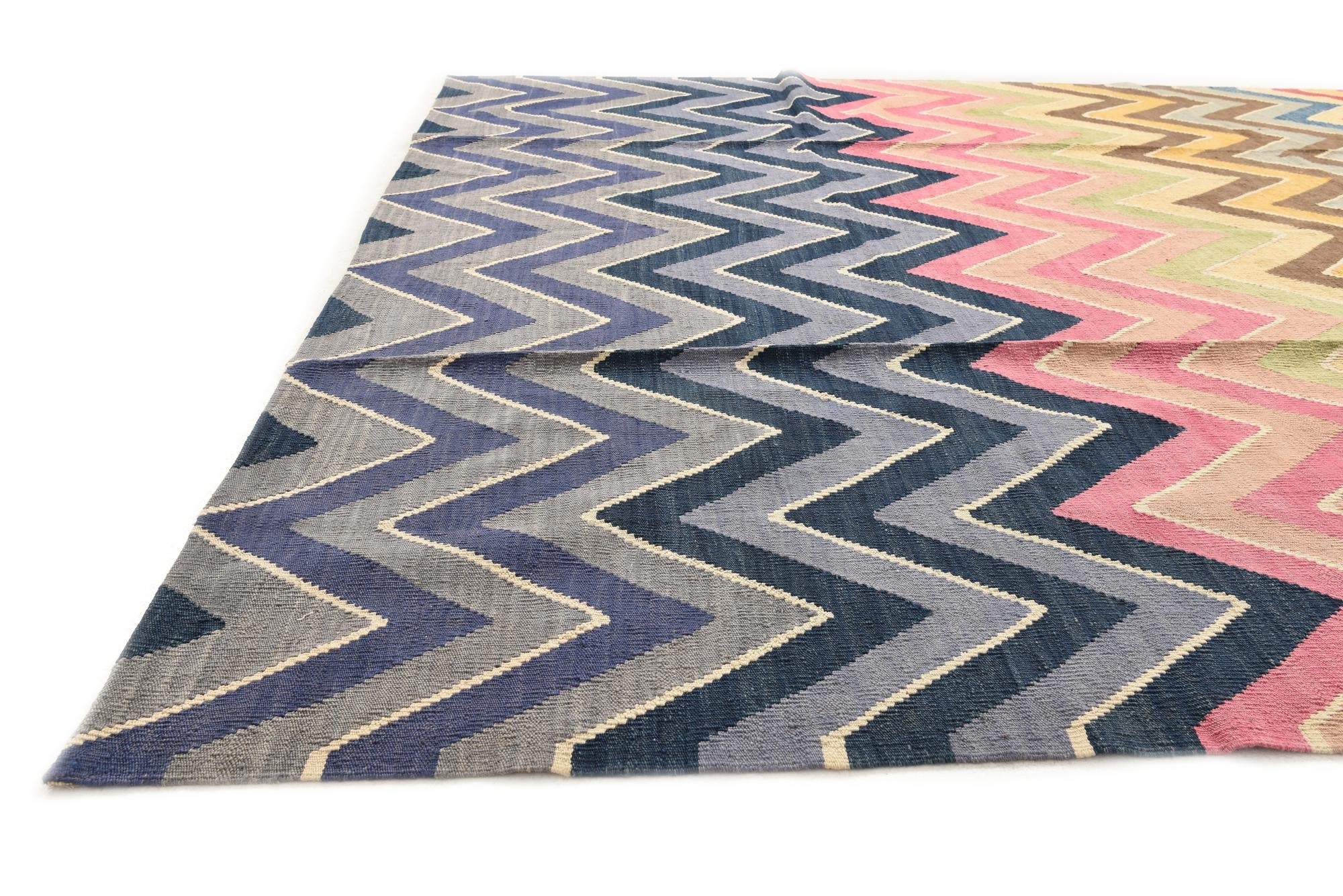 8' 8 x 9' 10 Hand Woven Kilim Modern Wool Rug