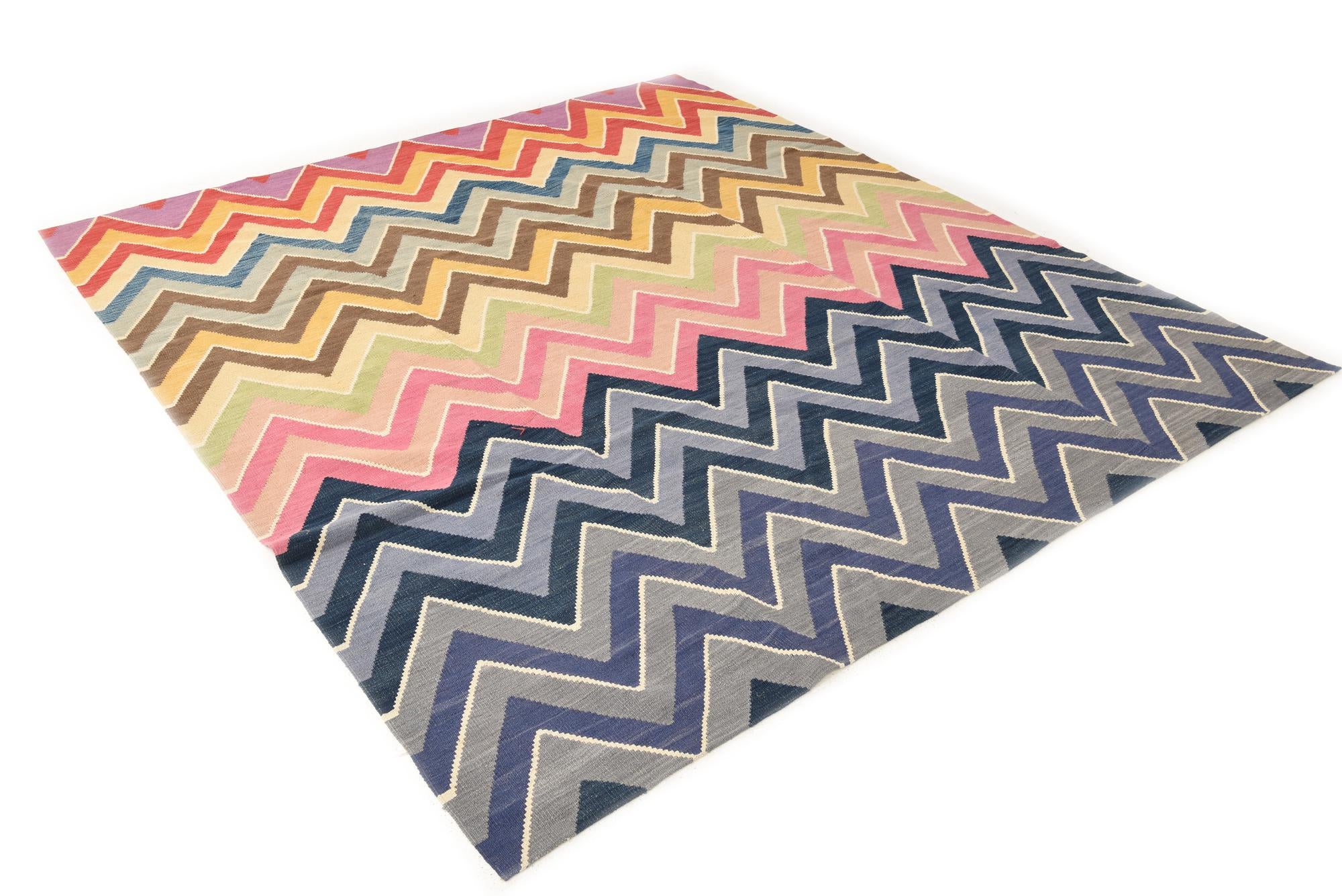 8' 8 x 9' 10 Hand Woven Kilim Modern Wool Rug