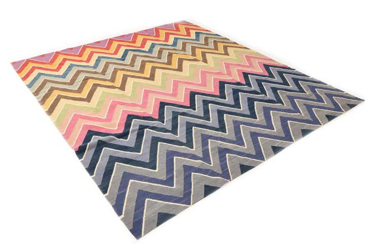 8' 8 x 9' 10 Hand Woven Kilim Modern Wool Rug