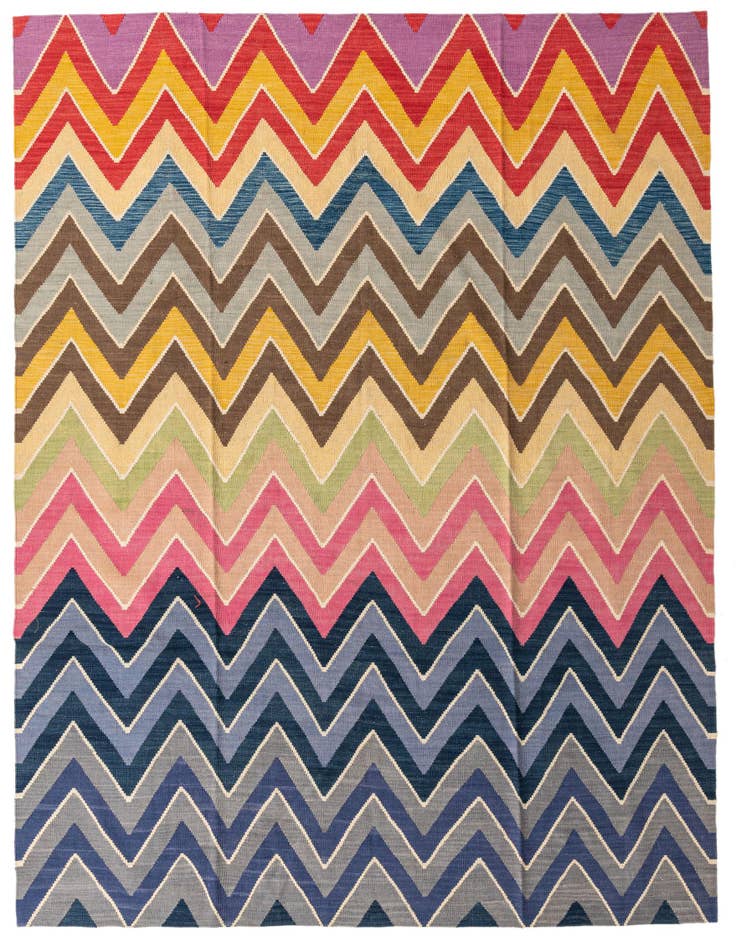 Detail image of 8' 8 x 9' 10 Hand Woven Kilim Modern Wool Rug