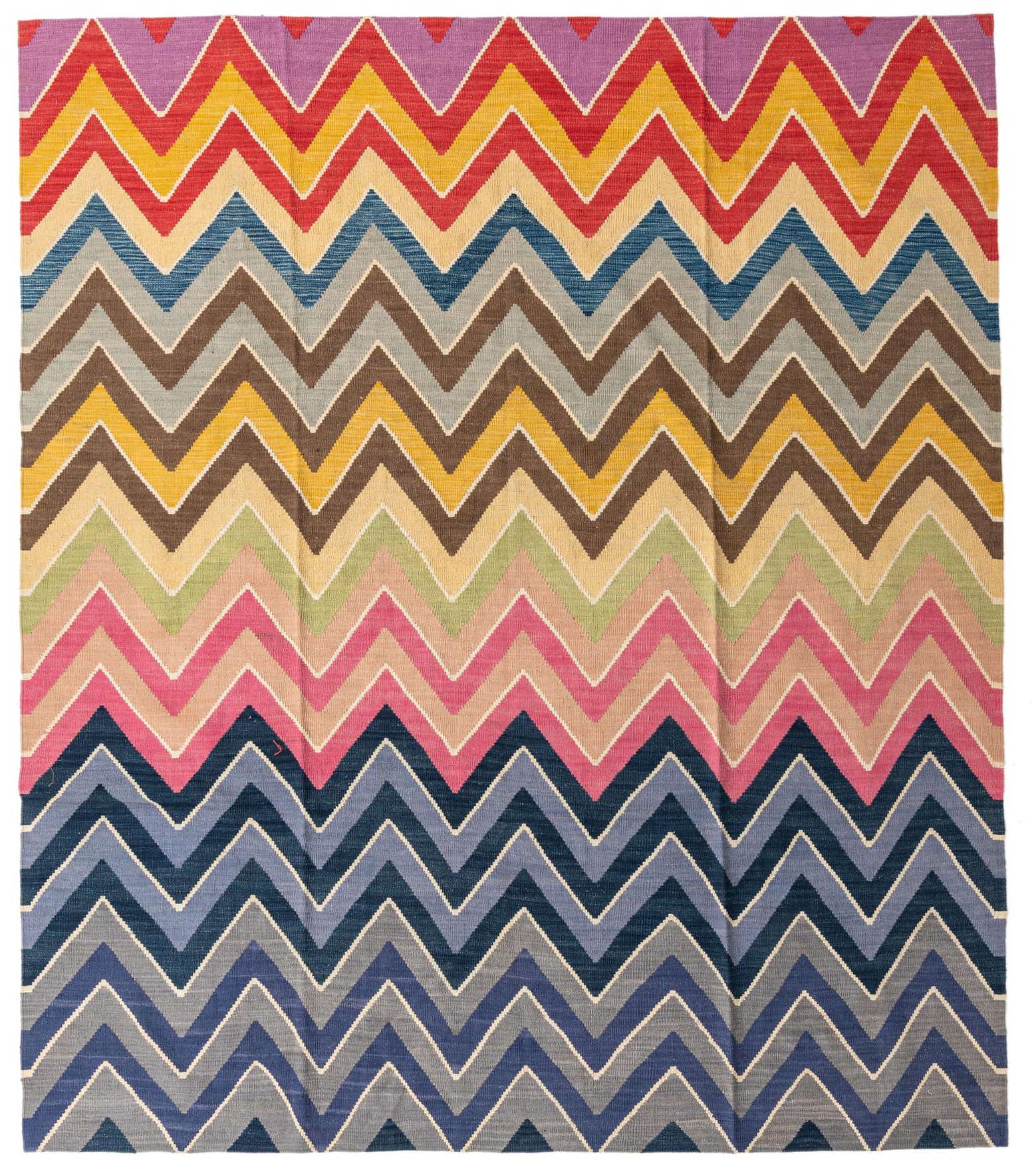 8' 8 x 9' 10 Hand Woven Kilim Modern Wool Rug