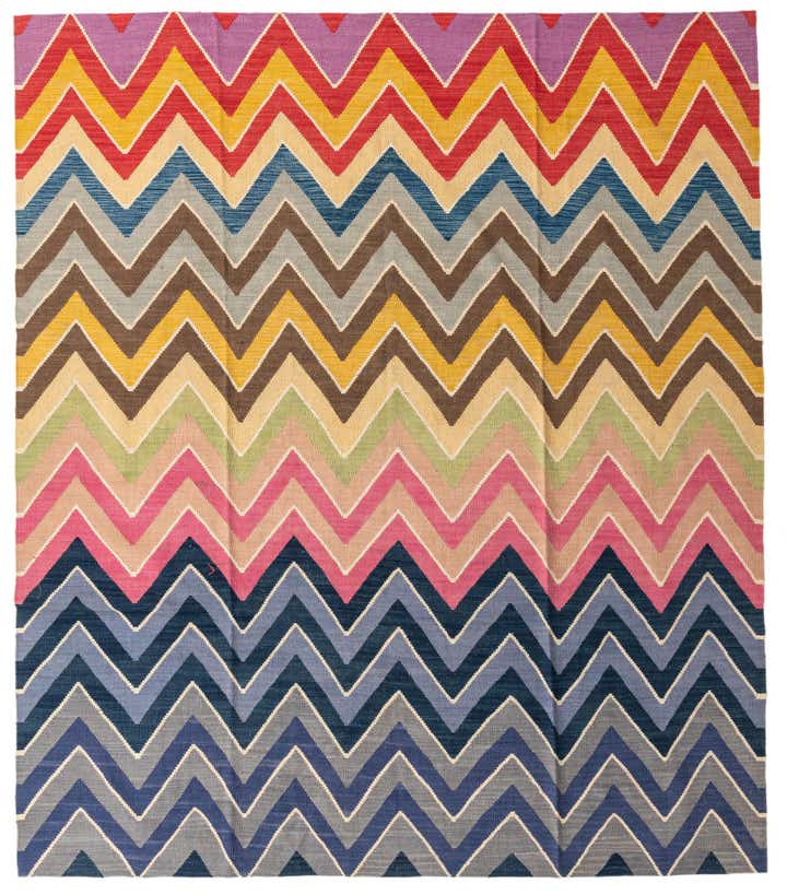 8' 8 x 9' 10 Hand Woven Kilim Modern Wool Rug