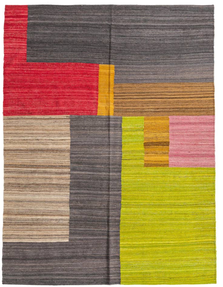 Detail image of 5' 8 x 8' Hand Woven Kilim Modern Wool Rug