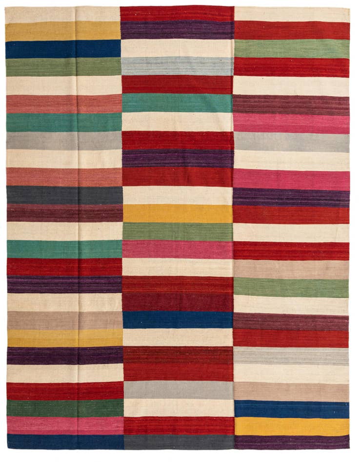 Detail image of 8' 2 x 9' 9 Hand Woven Kilim Modern Wool Rug