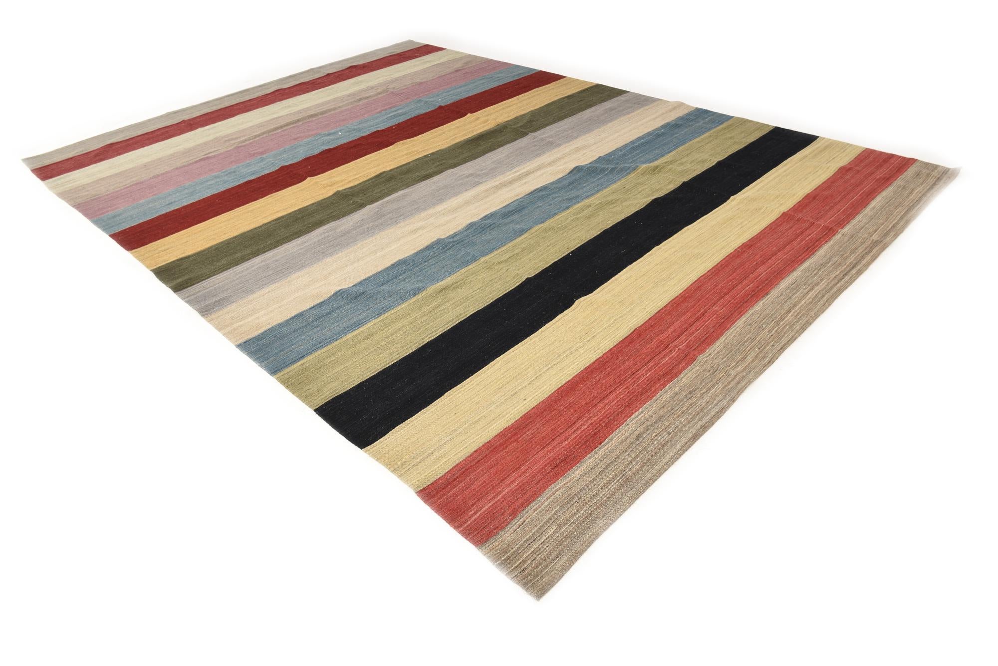9' 10 x 13' 8 Hand Woven Kilim Modern Wool Rug