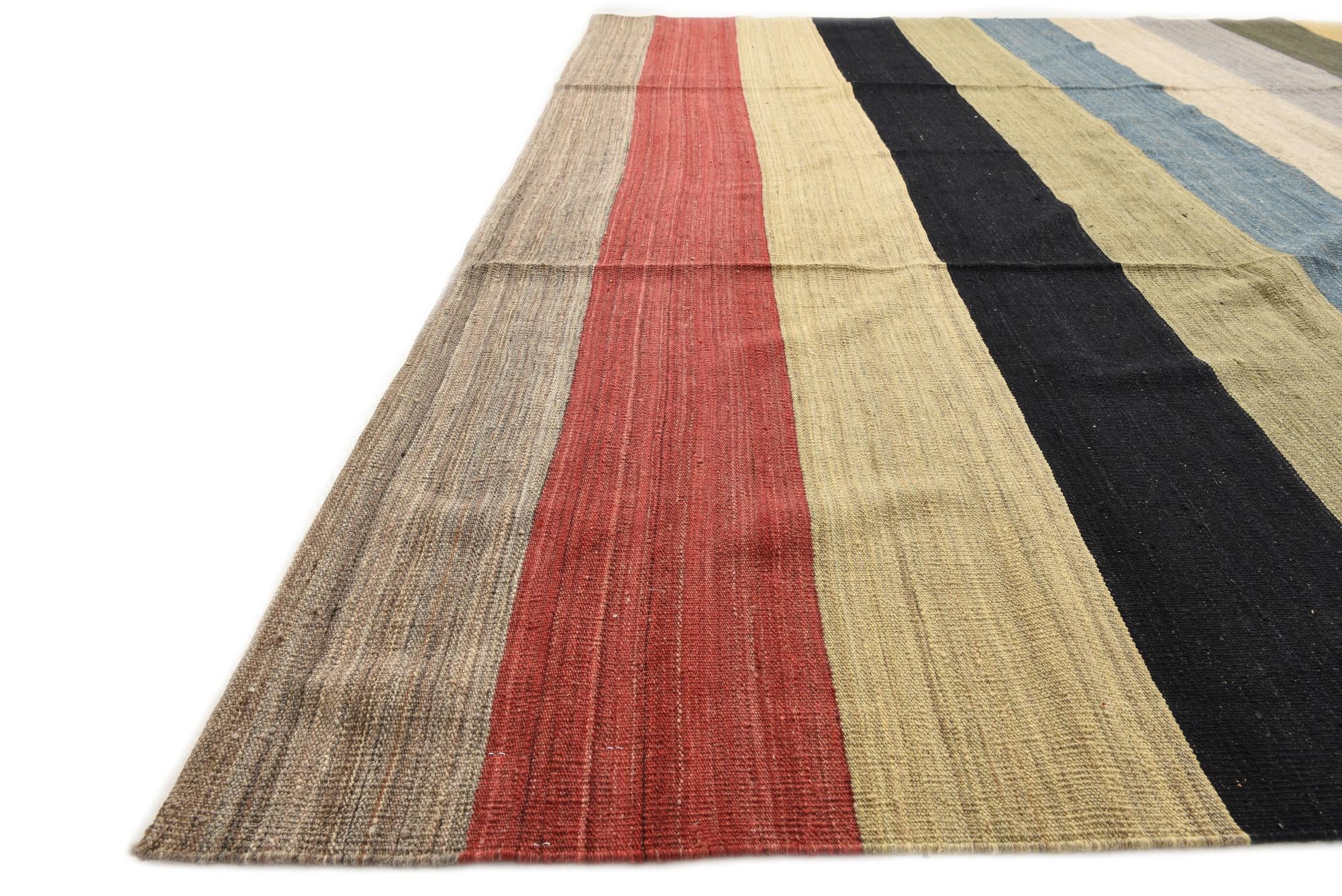 9' 10 x 13' 8 Hand Woven Kilim Modern Wool Rug