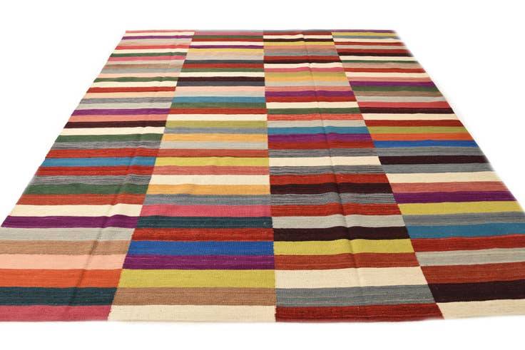 Detail image of 8' 4 x 9' 9 Hand Woven Kilim Modern Wool Rug