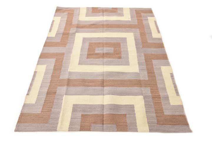 4' 3 x 5' 10 Hand Woven Kilim Modern Wool Rug