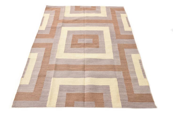 Detail image of 4' 3 x 5' 10 Hand Woven Kilim Modern Wool Rug