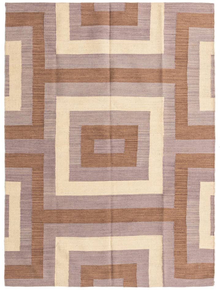 Detail image of 4' 3 x 5' 10 Hand Woven Kilim Modern Wool Rug