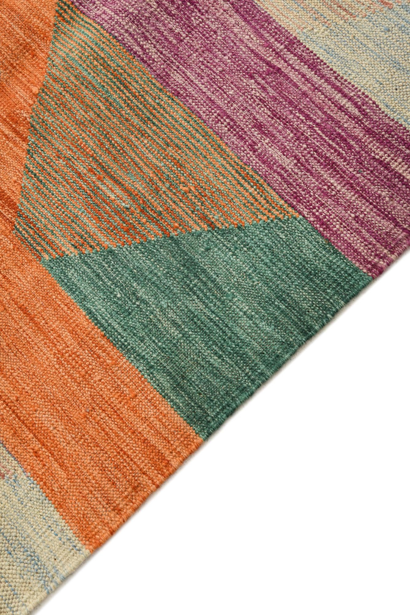 4' 11 x 7' 7 Hand Woven Kilim Modern Wool Rug