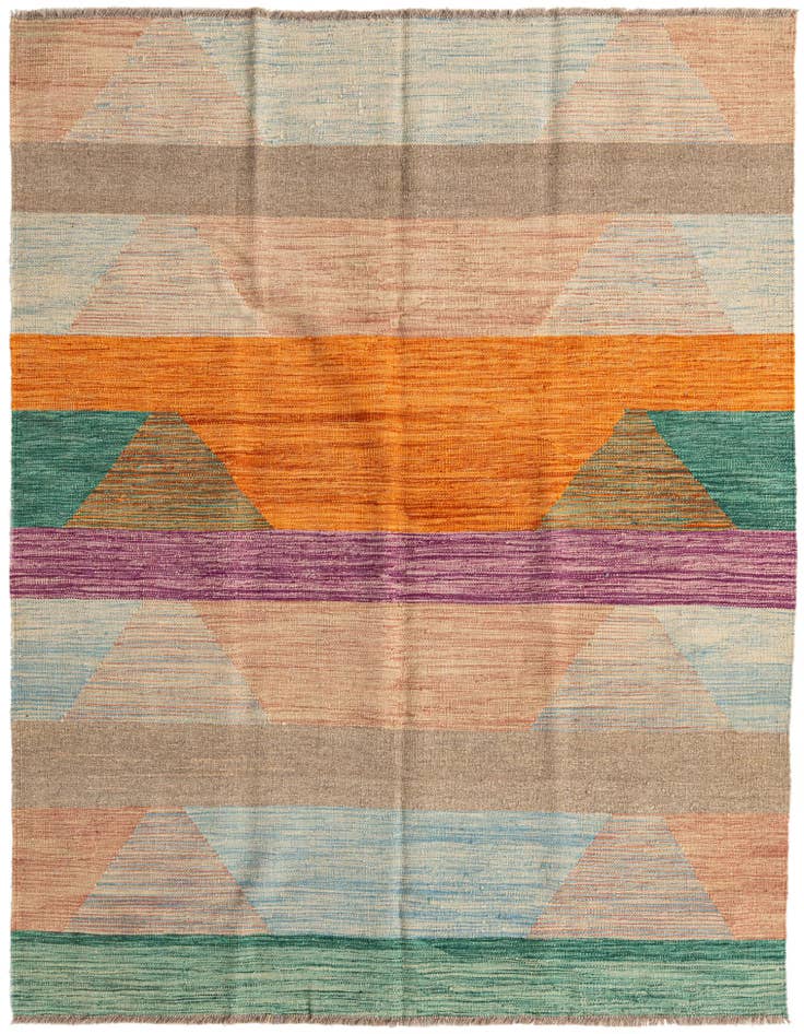 Detail image of 4' 11 x 7' 7 Hand Woven Kilim Modern Wool Rug