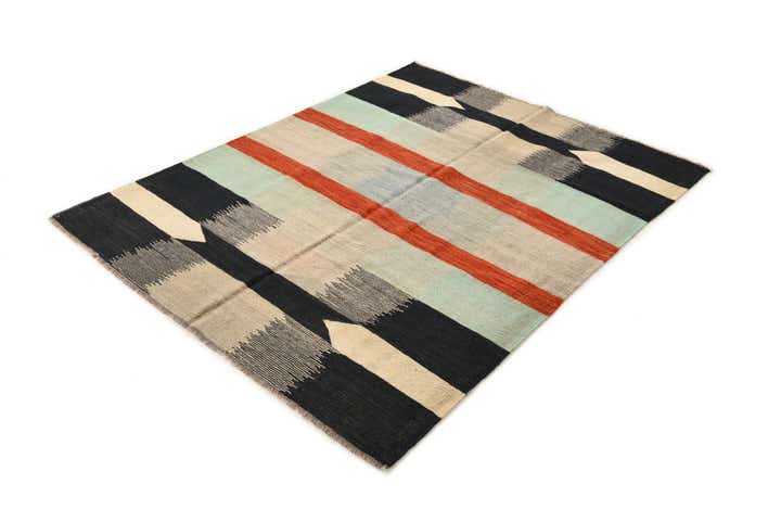 5' 1 x 6' 7 Hand Woven Kilim Modern Wool Rug