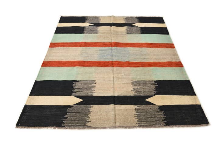 Detail image of 5' 1 x 6' 7 Hand Woven Kilim Modern Wool Rug