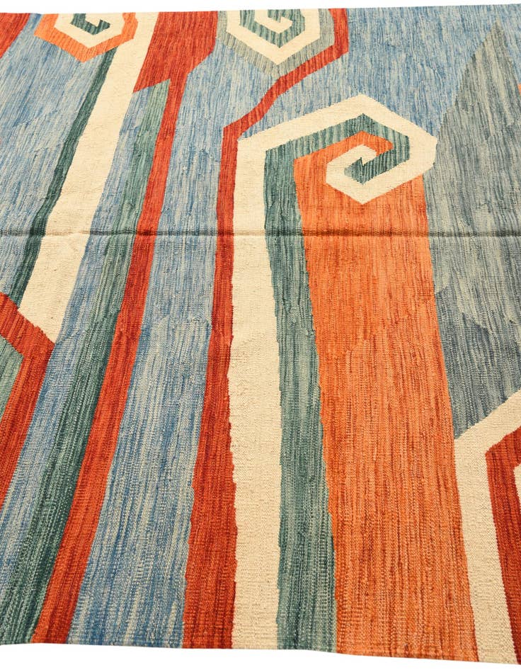 Detail image of 6' 9 x 9' 9  Hand Woven Kilim Modern Wool Rug