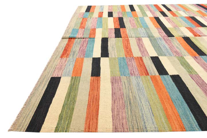 6' 6 x 9' 9 Hand Woven Kilim Modern Wool Rug