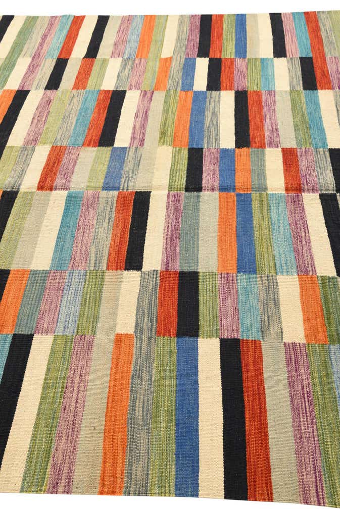 6' 6 x 9' 9 Hand Woven Kilim Modern Wool Rug