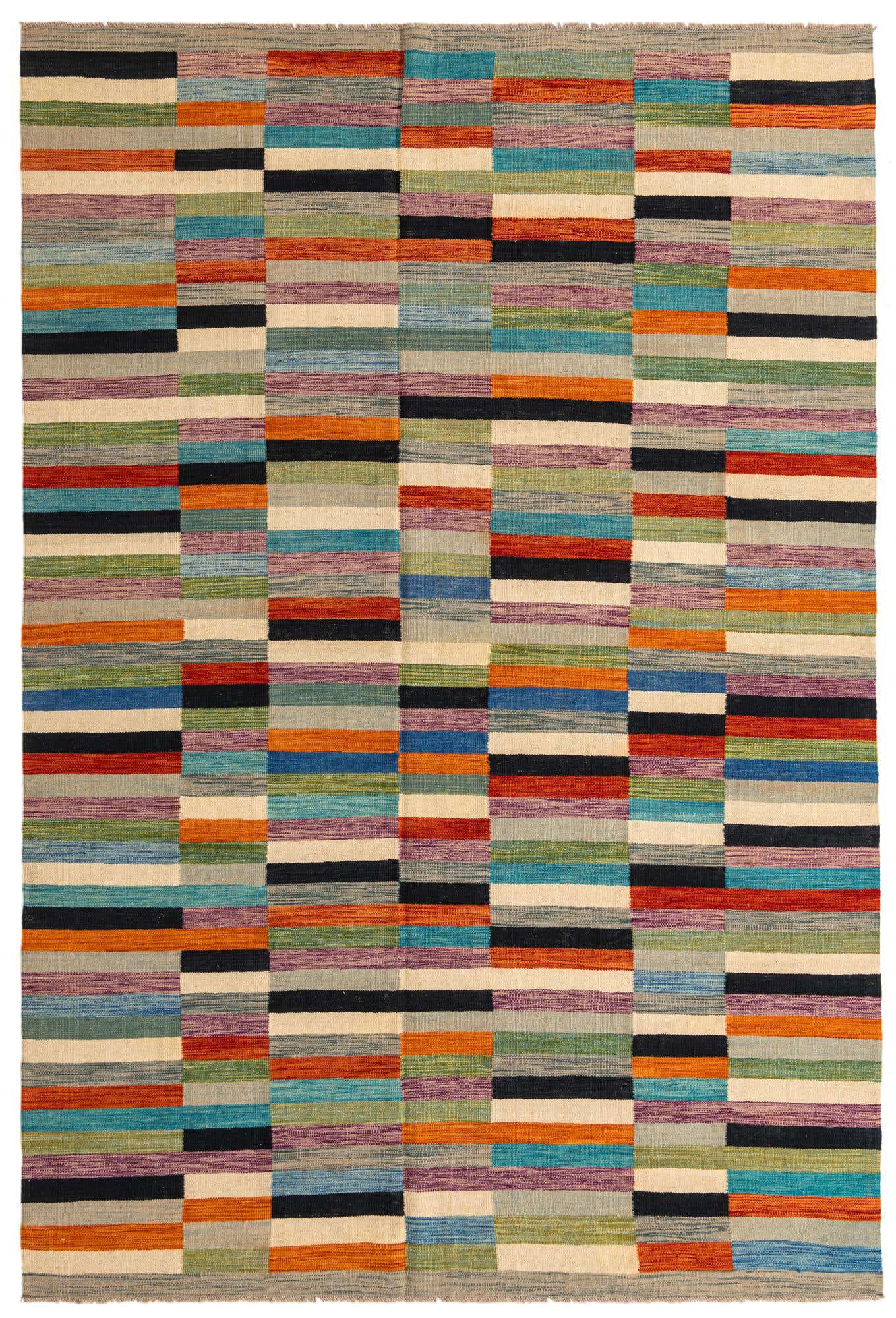 6' 6 x 9' 9 Hand Woven Kilim Modern Wool Rug