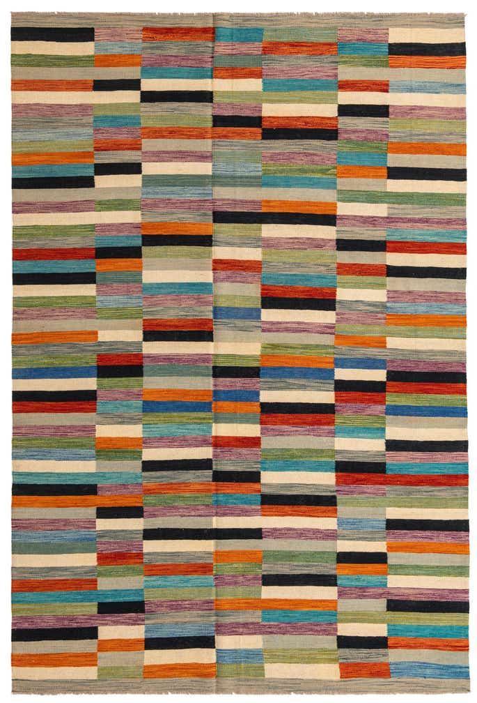 6' 6 x 9' 9 Hand Woven Kilim Modern Wool Rug