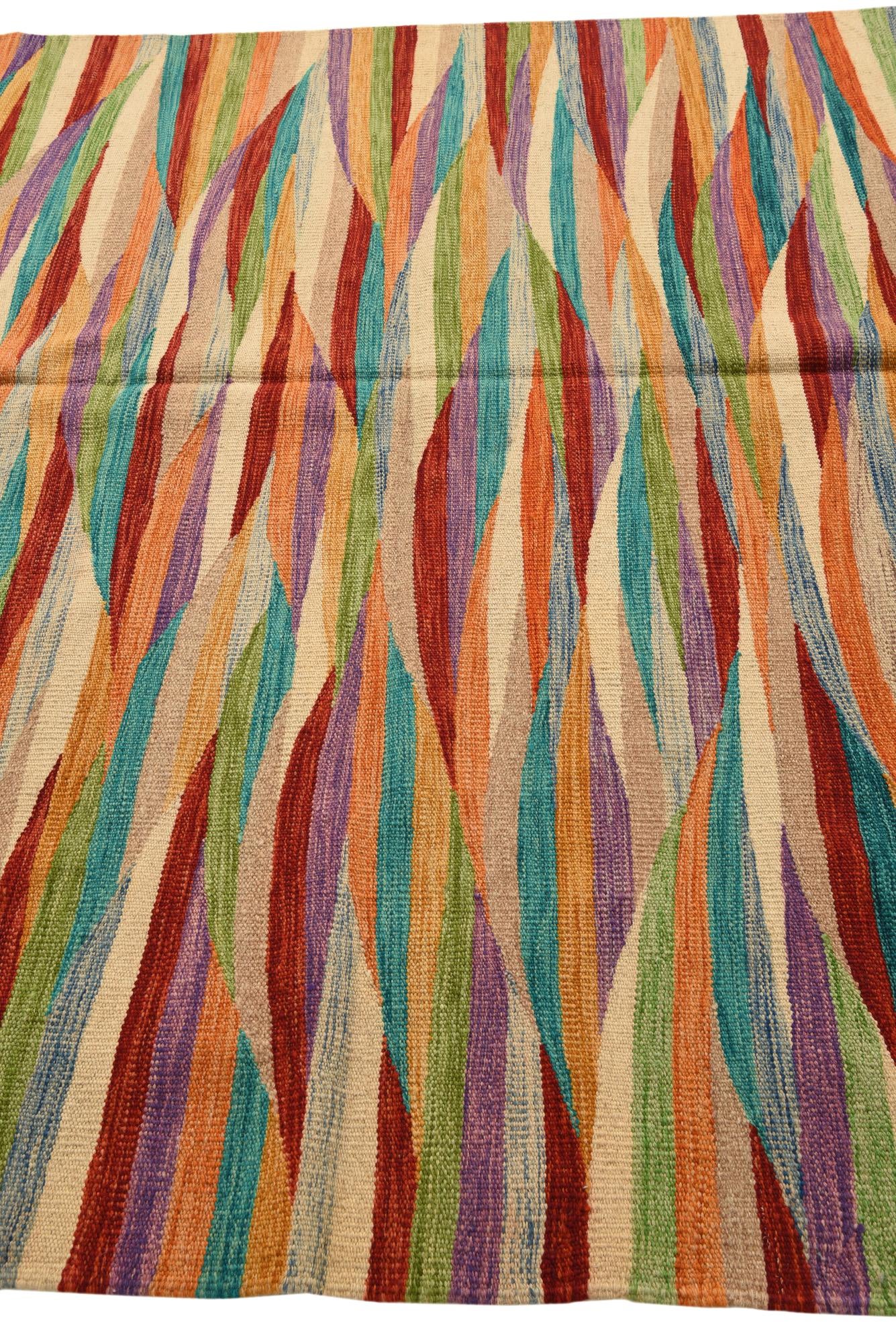 6' 7 x 10' Hand Woven Kilim Modern Wool Rug
