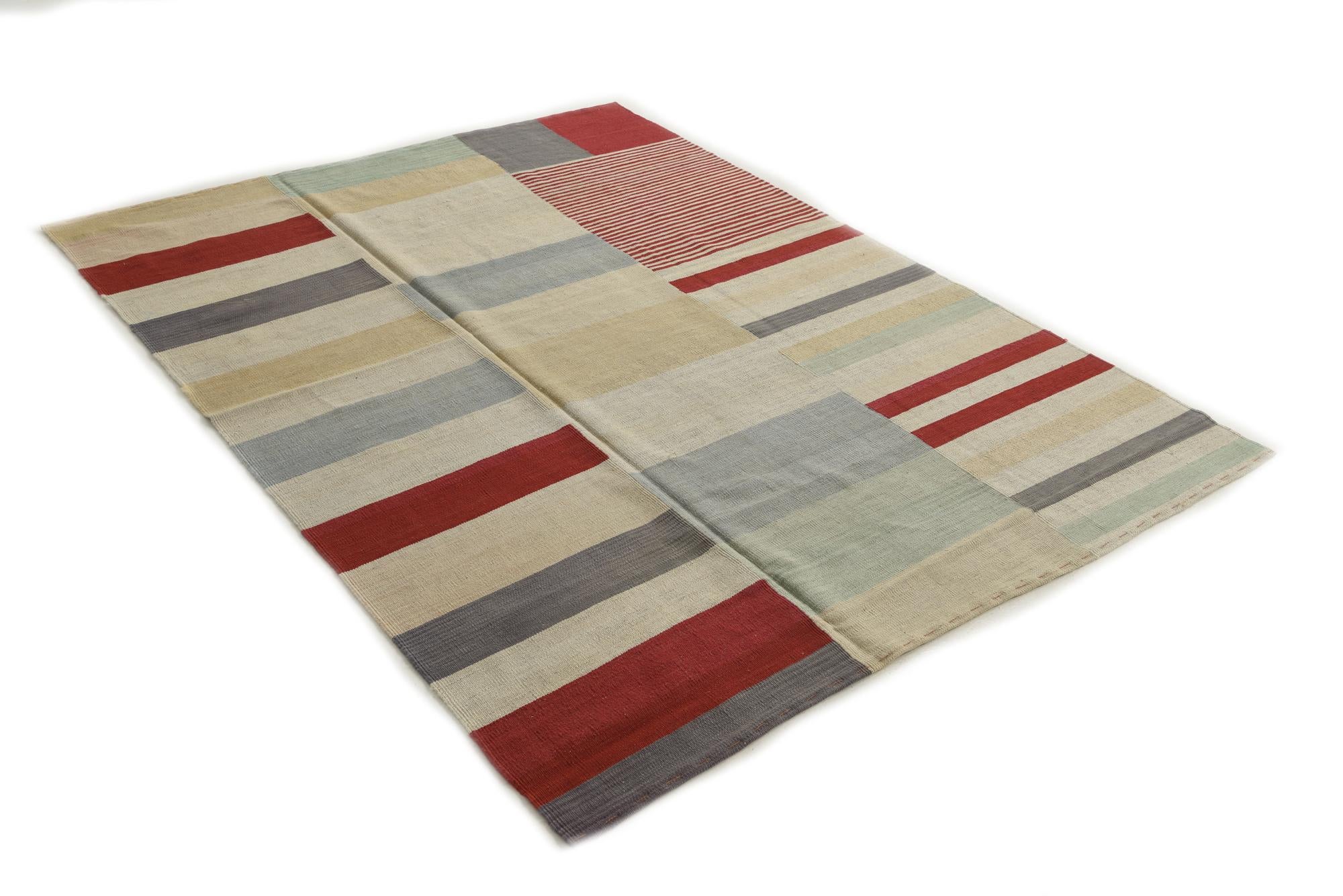5' 9 x 7' 6 Hand Woven Kilim Modern Wool Rug