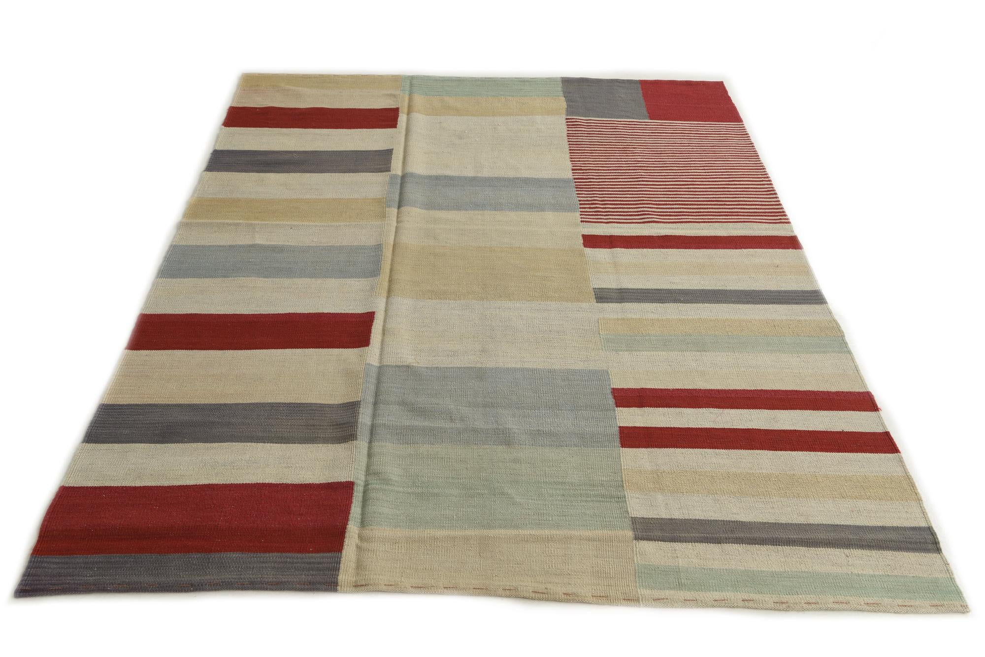 5' 9 x 7' 6 Hand Woven Kilim Modern Wool Rug