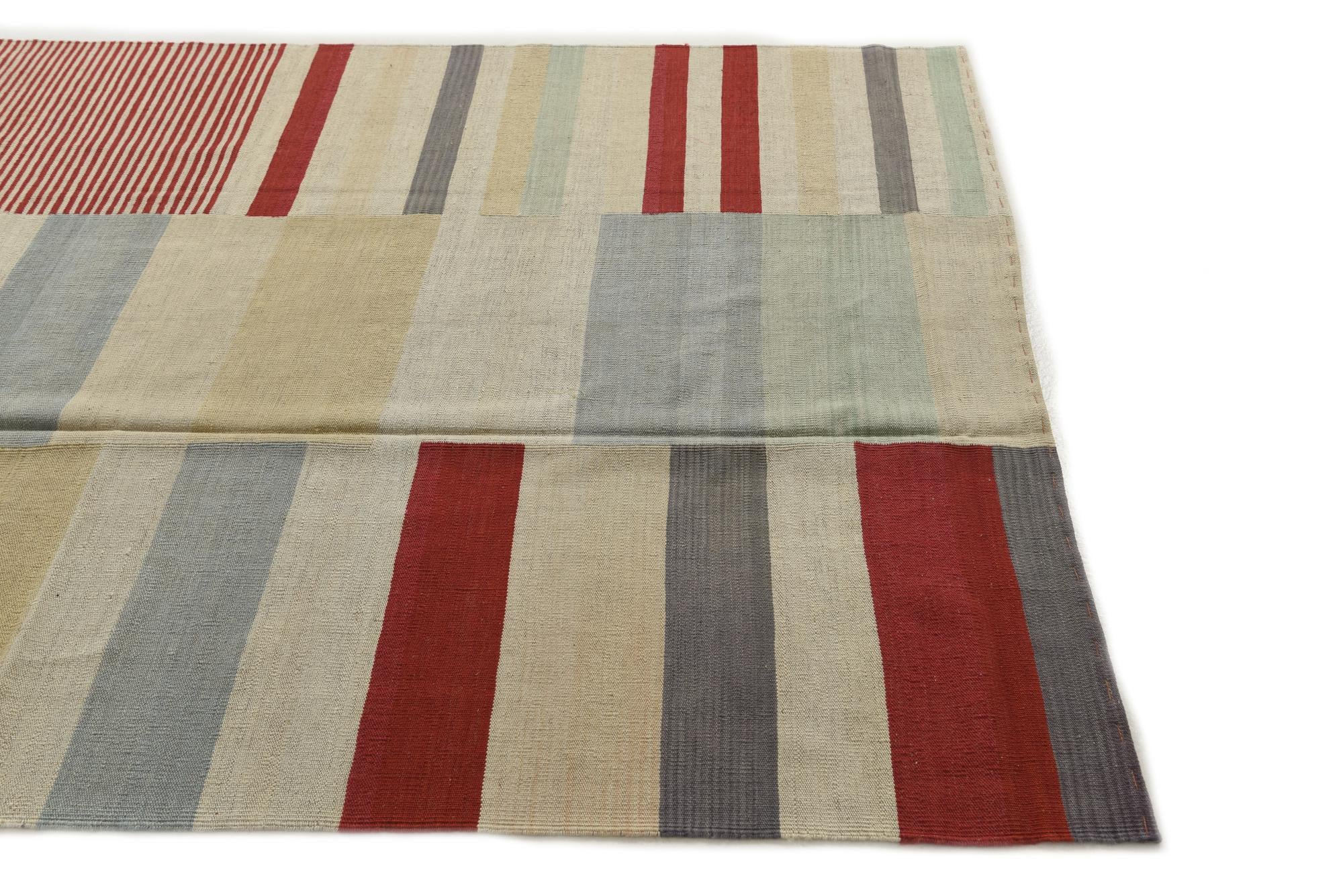 5' 9 x 7' 6 Hand Woven Kilim Modern Wool Rug
