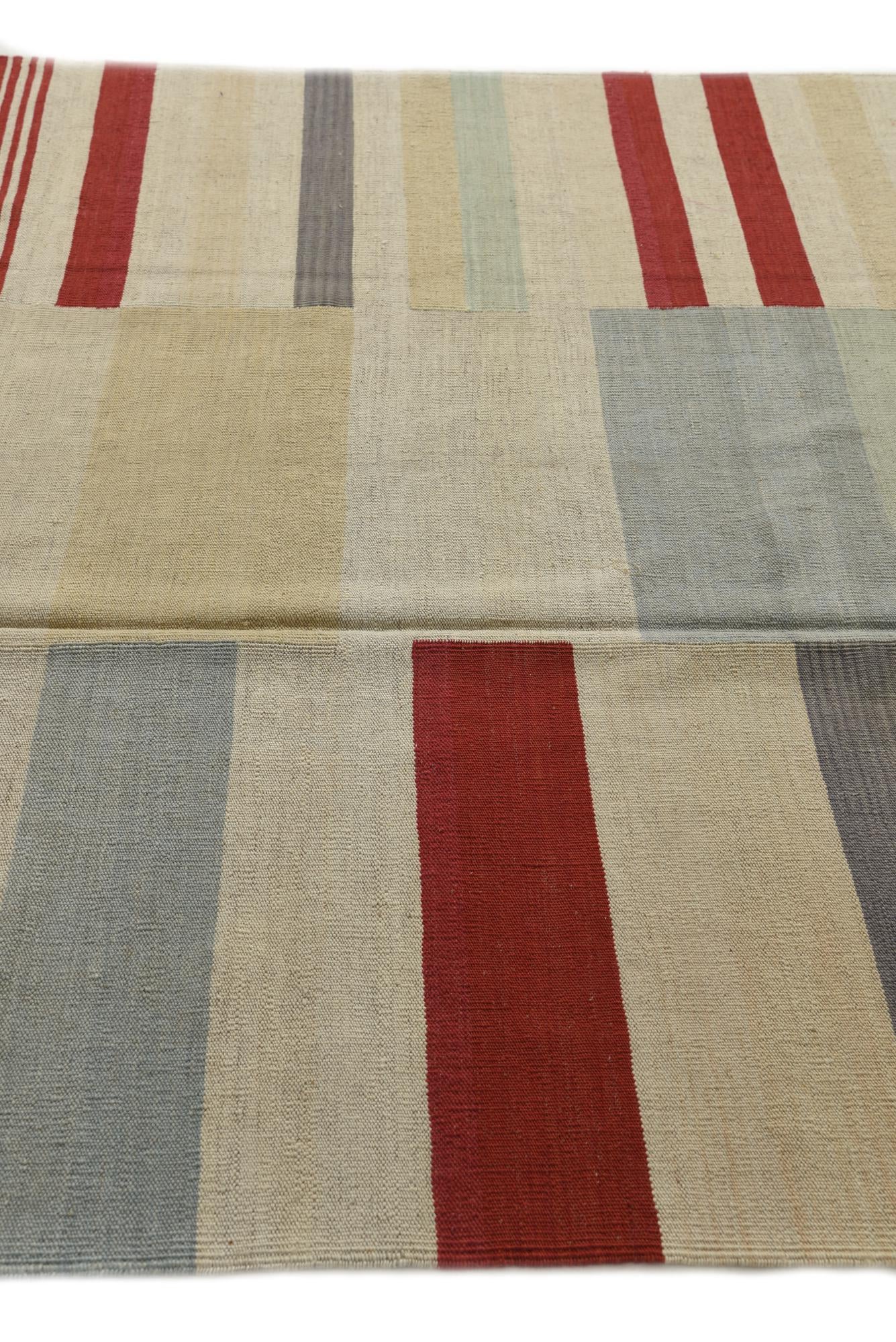 5' 9 x 7' 6 Hand Woven Kilim Modern Wool Rug