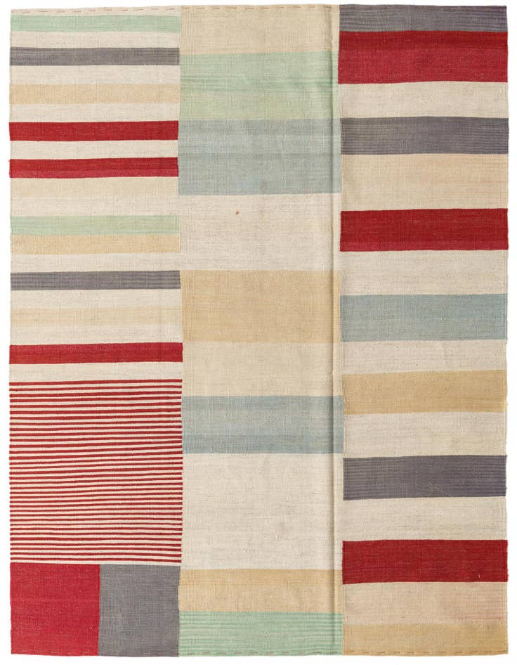 Detail image of 5' 9 x 7' 6 Hand Woven Kilim Modern Wool Rug