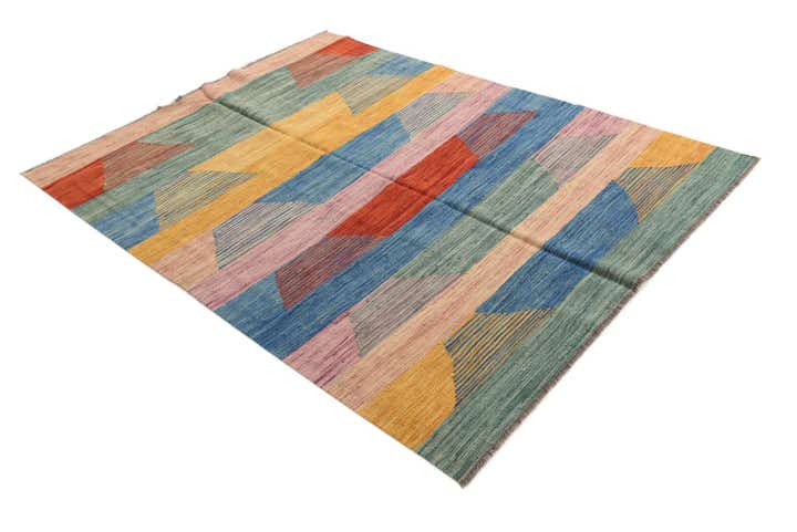 5' x 6' 6 Hand Woven Kilim Modern Wool Rug
