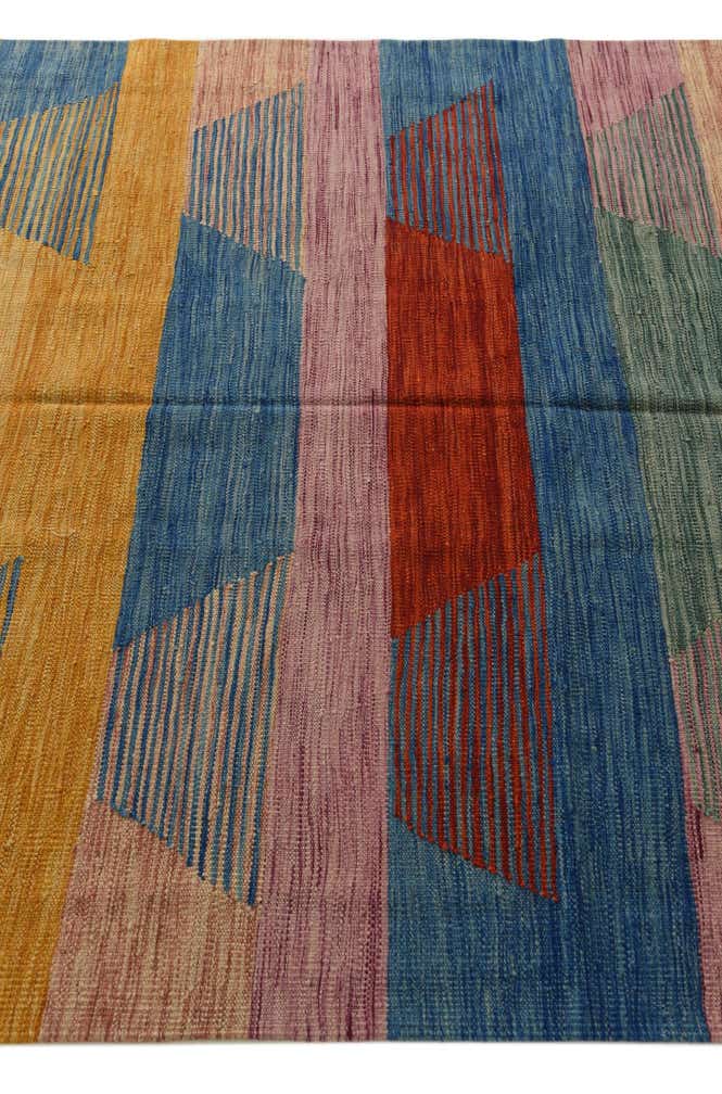 5' x 6' 6 Hand Woven Kilim Modern Wool Rug