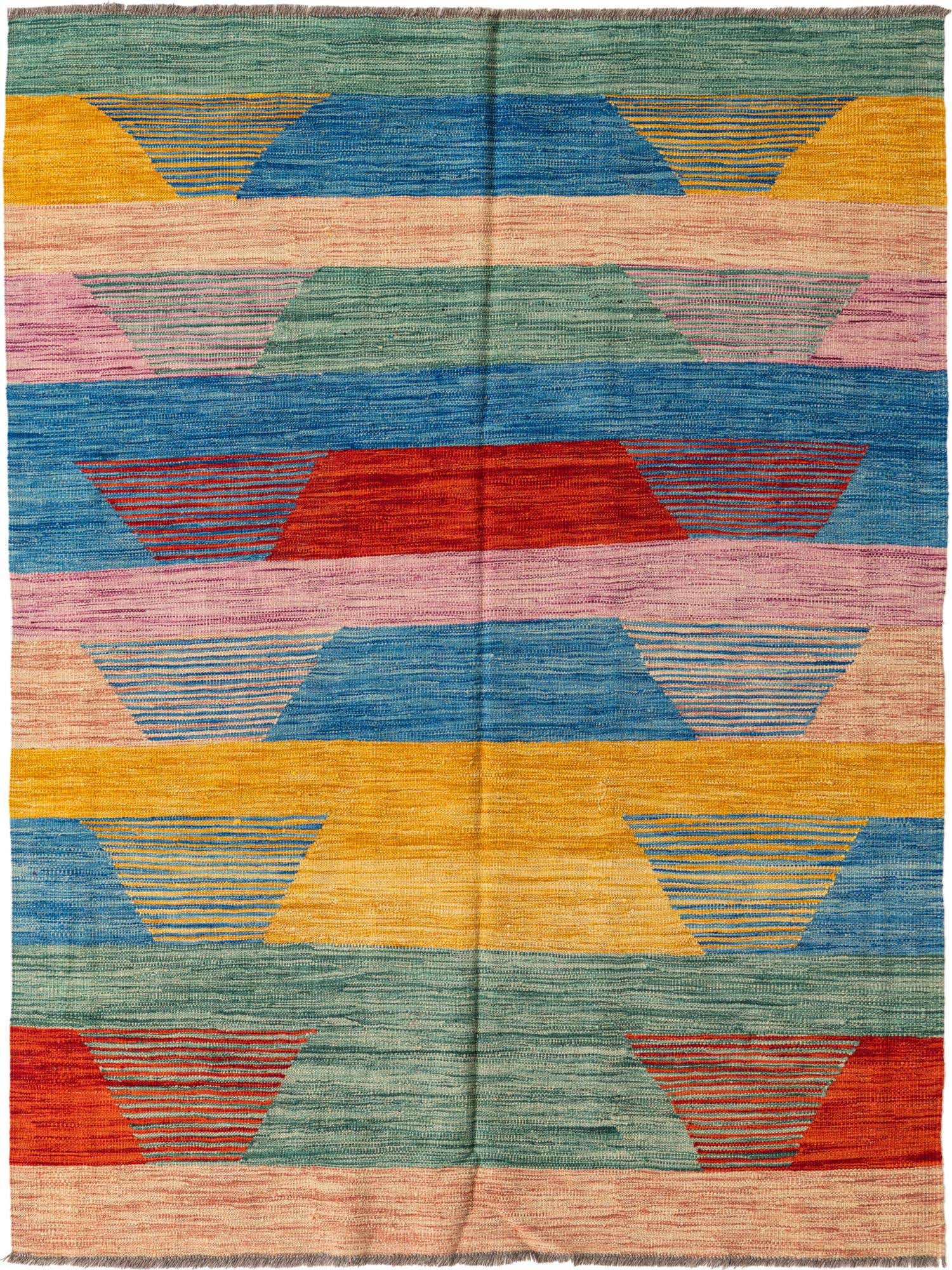 5' x 6' 6 Hand Woven Kilim Modern Wool Rug