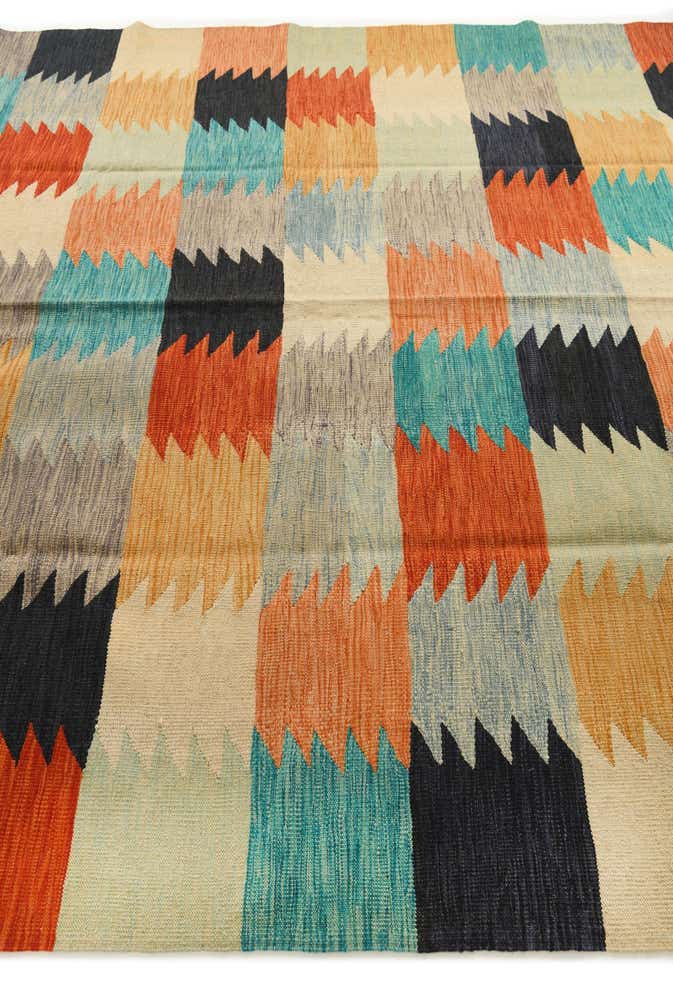 8' 1 x 9' 9 Hand Woven Kilim Modern Wool Rug