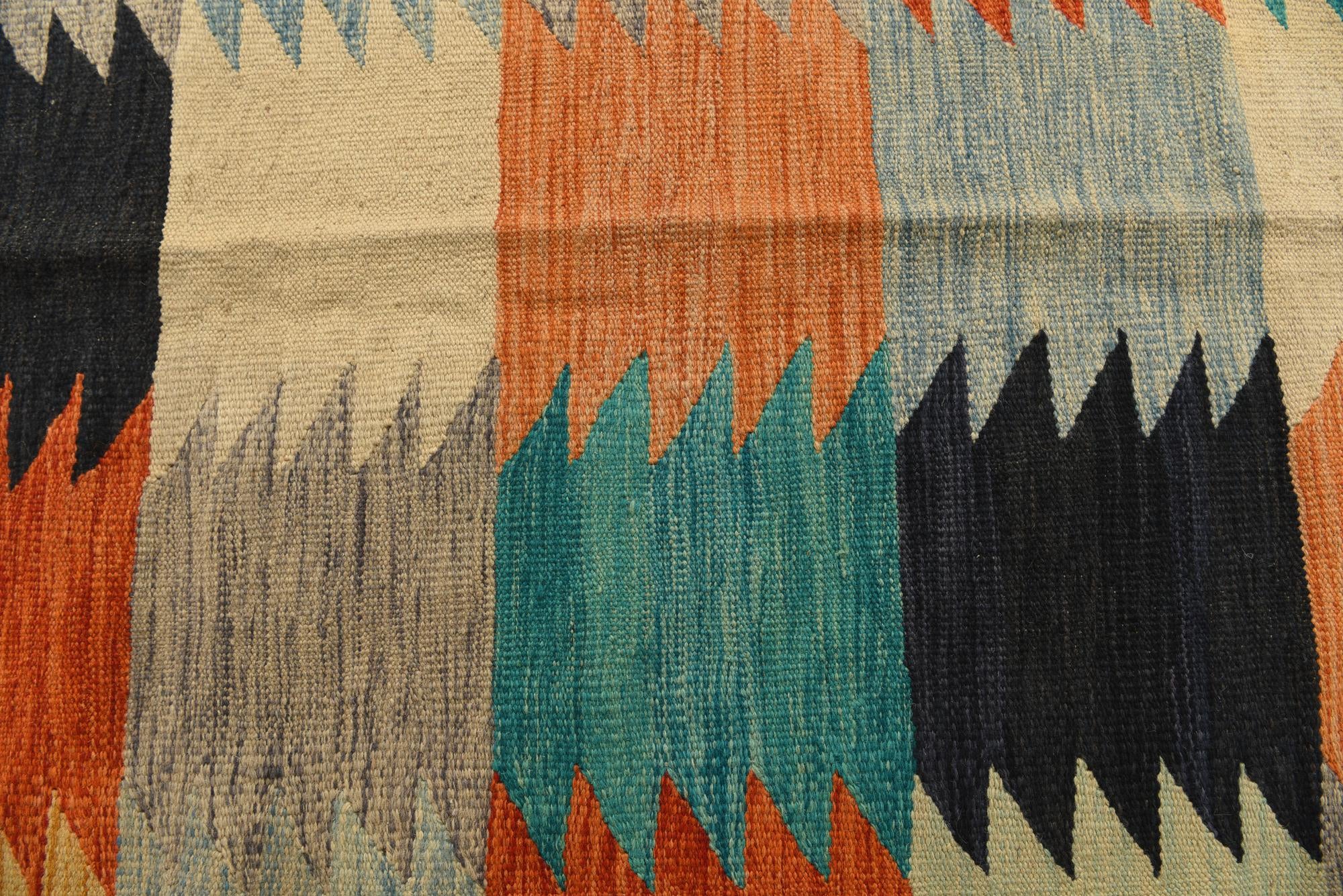 8' 1 x 9' 9 Hand Woven Kilim Modern Wool Rug