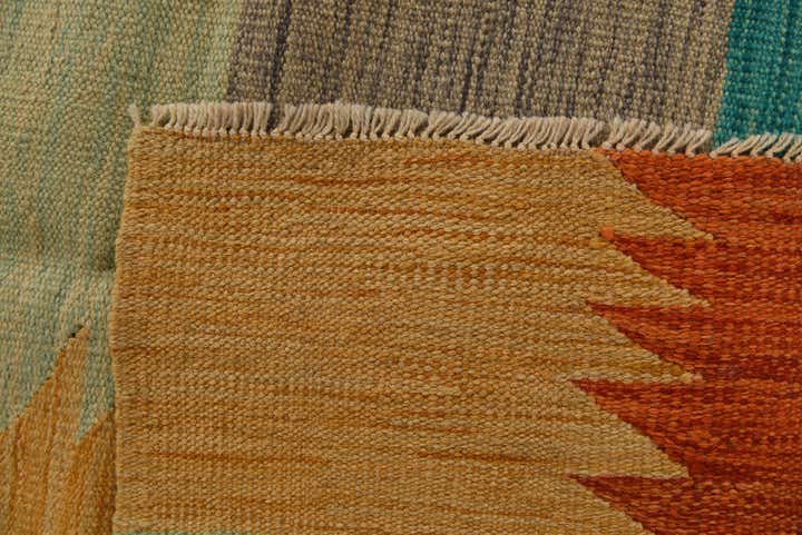 8' 1 x 9' 9 Hand Woven Kilim Modern Wool Rug