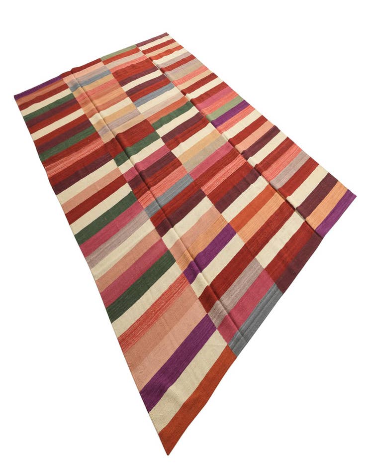 Detail image of 8' 5 x 11' 5 Hand Woven Kilim Modern Wool Rug