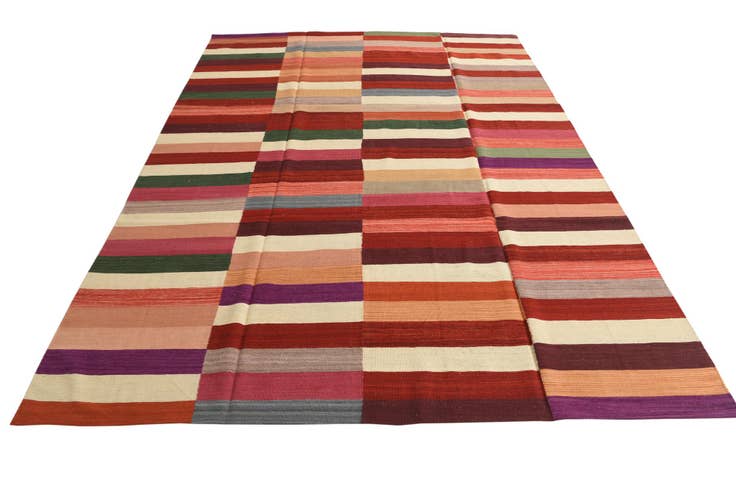 Detail image of 8' 5 x 11' 5 Hand Woven Kilim Modern Wool Rug