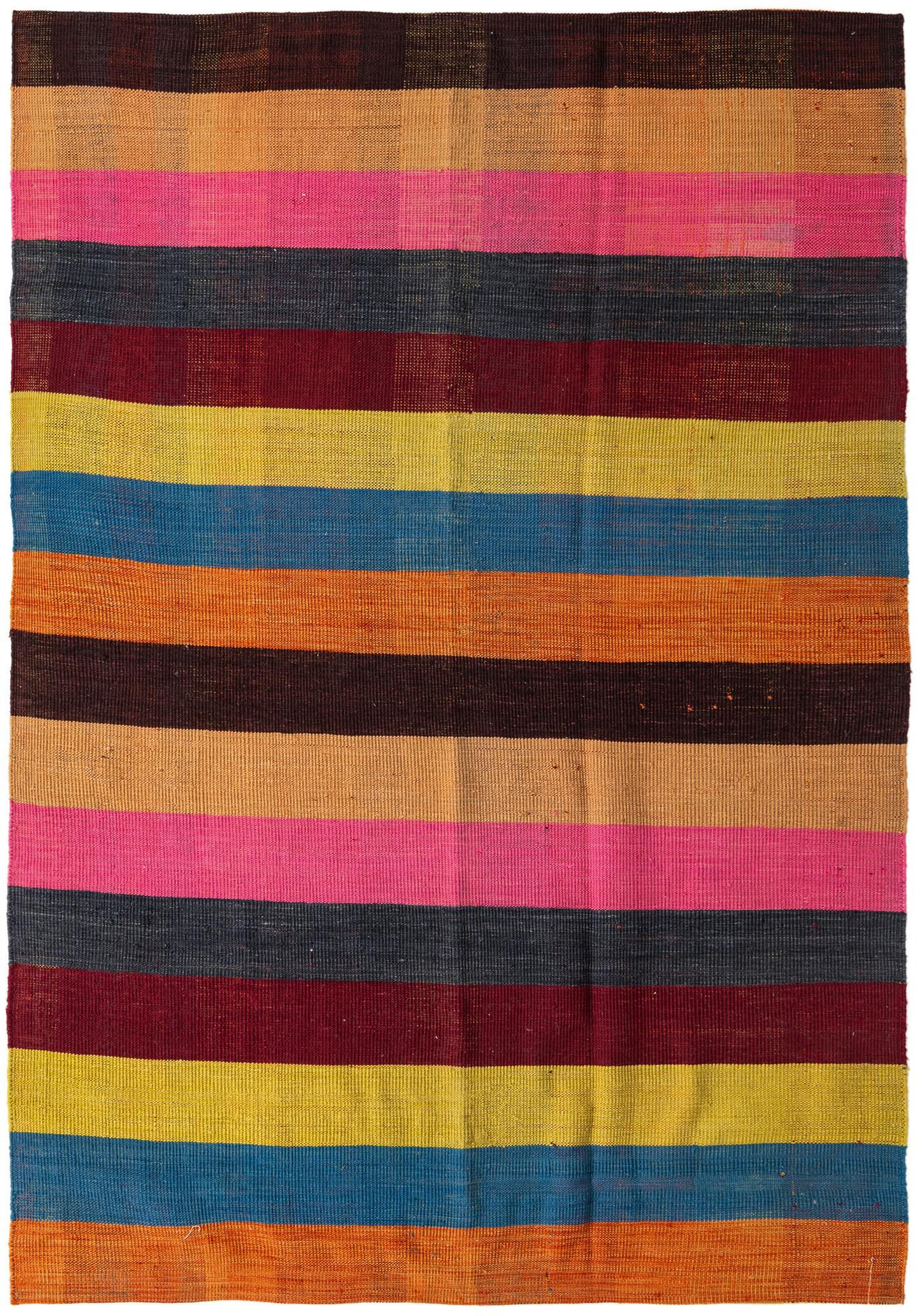 5' 8 x 8' 1 Hand Woven Kilim Modern Wool Rug
