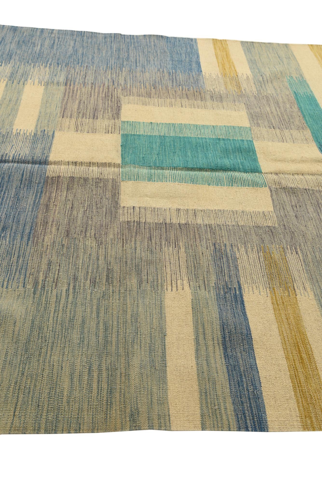 6' 9 x 10' 2 Hand Woven Kilim Modern Wool Rug