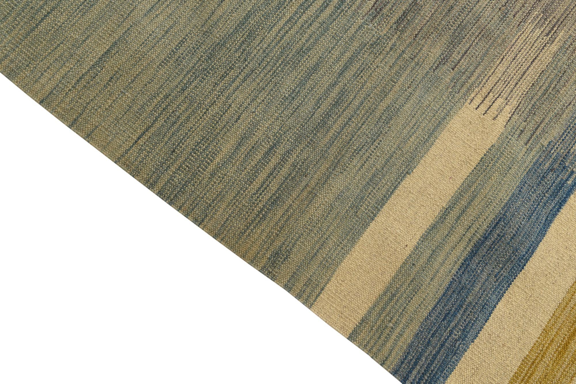 6' 9 x 10' 2 Hand Woven Kilim Modern Wool Rug