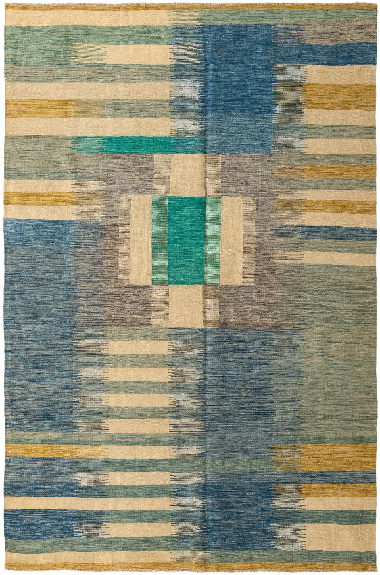 6' 9 x 10' 2 Hand Woven Kilim Modern Wool Rug