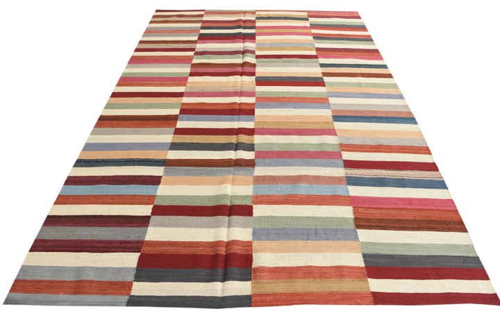 6' 7 x 9' 7 Hand Woven Kilim Modern Wool Rug