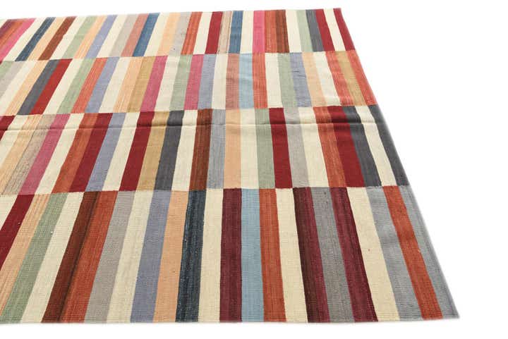 6' 7 x 9' 7 Hand Woven Kilim Modern Wool Rug