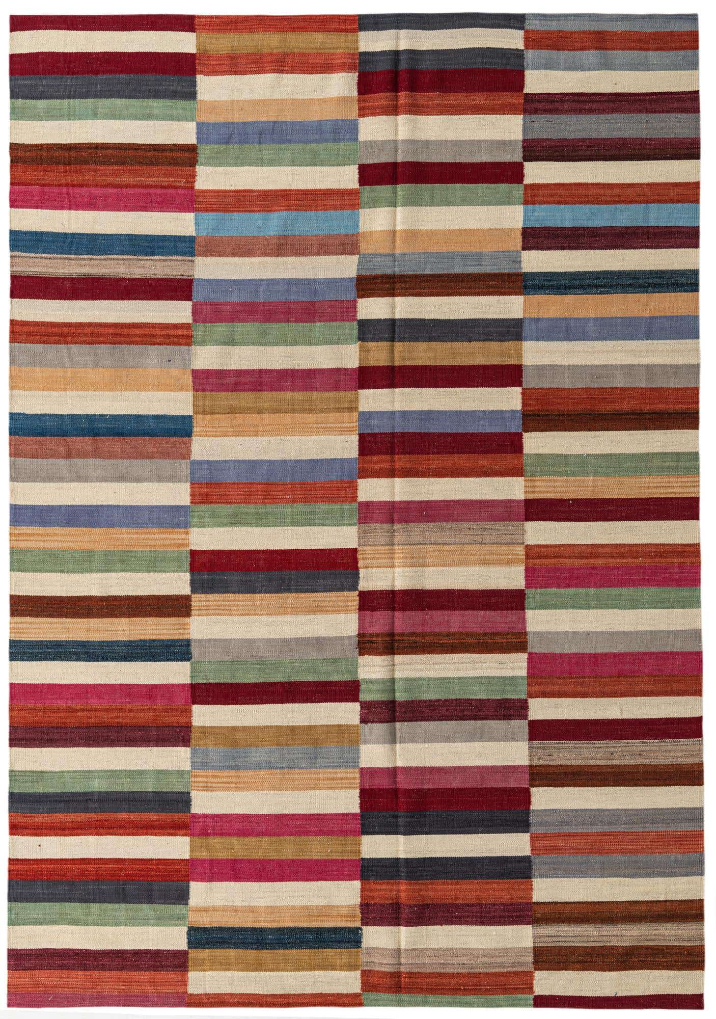 6' 7 x 9' 7 Hand Woven Kilim Modern Wool Rug