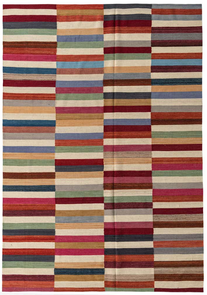 6' 7 x 9' 7 Hand Woven Kilim Modern Wool Rug