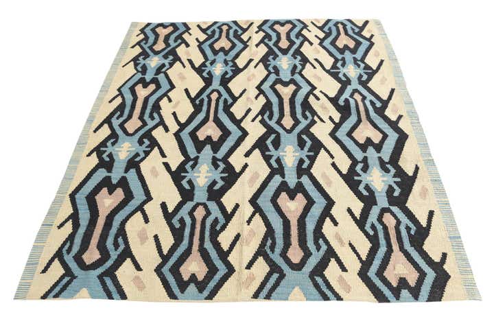5' 6 x 6' 1 Hand Woven Kilim Modern Wool Rug